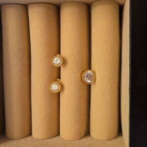 Diamonique Elegant Gold Over Sterling Silver Earrings And Pendant Set